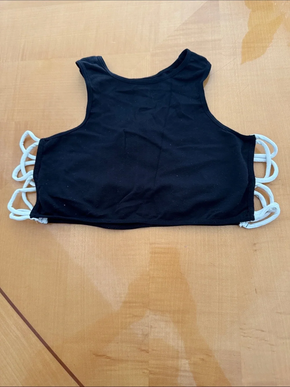 Free People Black Crop Top with White Side Straps